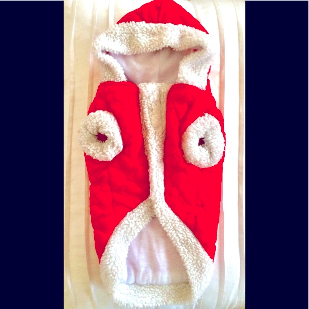 Red & White Heart Patterned Dog Vest/Coat, Sz. S
